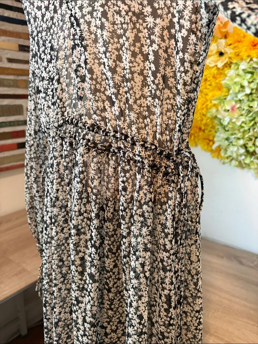 Zara Boho Floral Maxi Dress Sheer ( no slip)